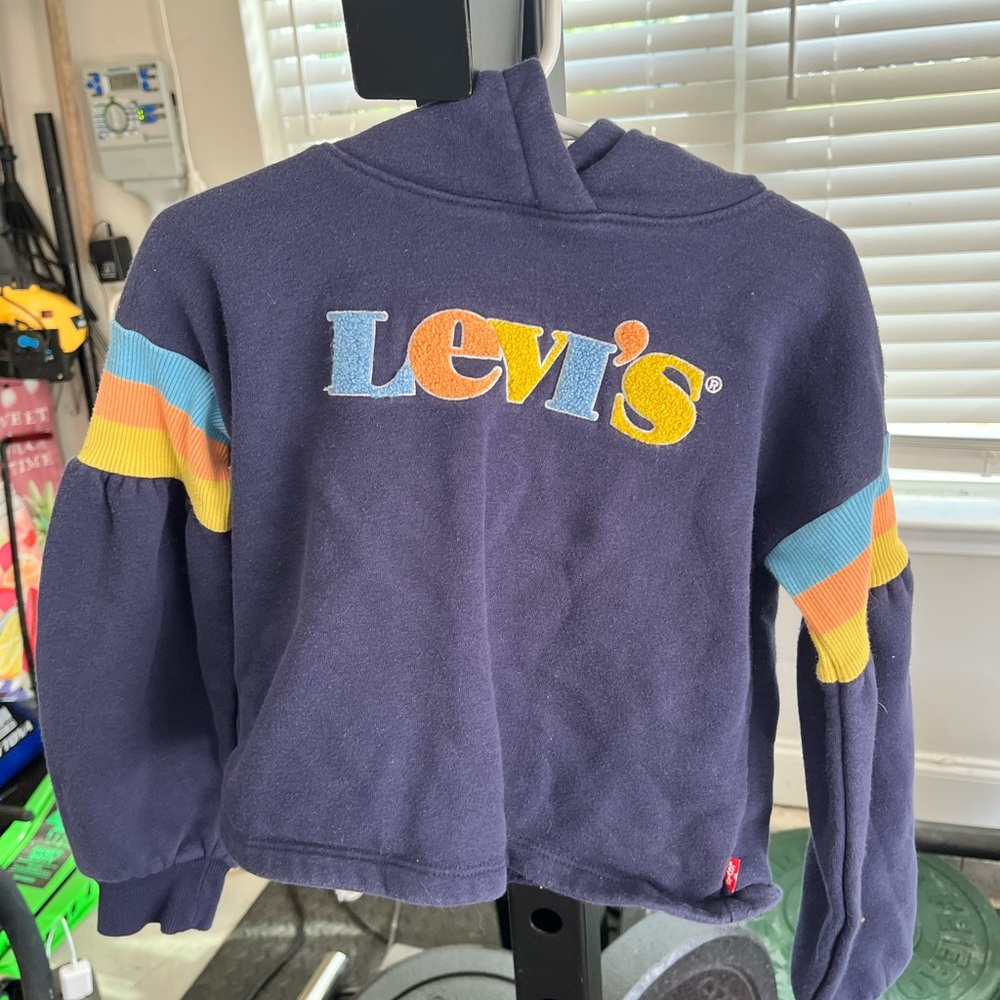 Levi's Navy Hoodie with Colorful Stripes
